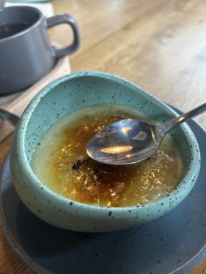 Amazing crème brûlée with matcha  at YUSU in Ghent