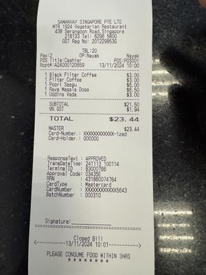 Receipt   at MTR in Central Singapore