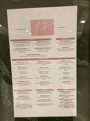 Wall menu  at 17 Kitchen in Evanston