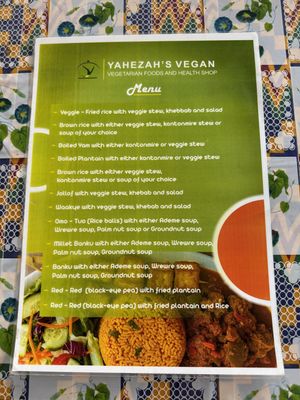 Menu  at Yahezah's Vegan in Greater Accra Region