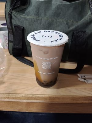 Brown sugar tea, oat milk, tapioca boba, regular sugar, regular ice at CUPP Bubble Tea - Brighton in Brighton