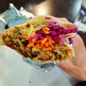 Falafel kebab with mild chilli and BBQ sauce  at Arzum Turkish Cuisine in Wellington Region