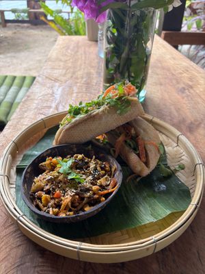 Tempeh Banh Mi with side of Burmese salad at Plant Cafe in Ko Yao Noi