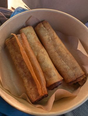 Lumpia w awesome garlic vinegar sauce! at Lasa Vegan Filipino Eats in Vancouver