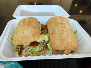 Coconut Bacon, Lettuce, and Tomato at Greens and Grains in Boca Raton