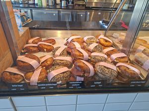 5 different bagel filling options at Bakery Bakery in Basel-stadt