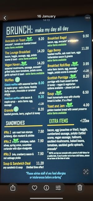 Menu  at The Edinburgh Coffee Lounge in Edinburgh