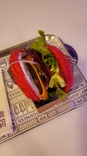 The vegan hustle burger at YOMG Glen Waverley in Glen Waverley