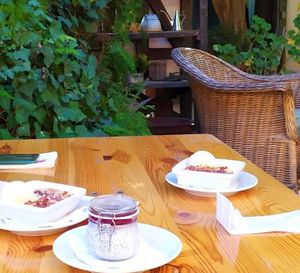 Chia puddin & apple pie with icecream at Jardim dos Sentidos in Lisbon