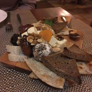 cheese plate (not worth the money) at Jardim dos Sentidos in Lisbon