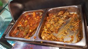 Tofu and sauce for the main dish at Jardim dos Sentidos in Lisbon