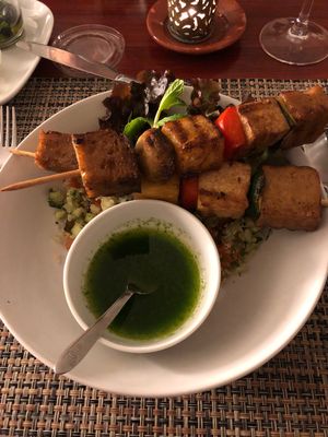 Tofu&seitan kebabs  at Jardim dos Sentidos in Lisbon