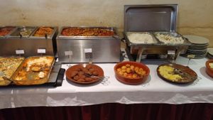 Buffet table at Jardim dos Sentidos in Lisbon