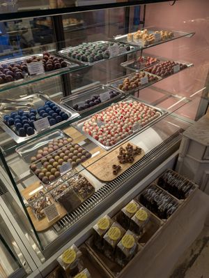 Pralines and chocolate tools at Røros Chocolate in Trøndelag