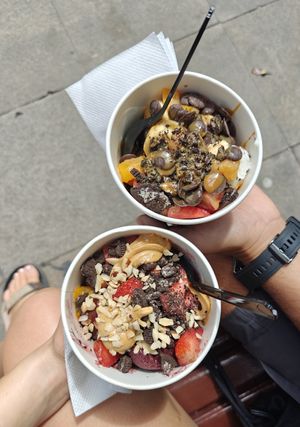 My vegan açai bowl at the front (non-vegan at the top) at Dolce in Sucre