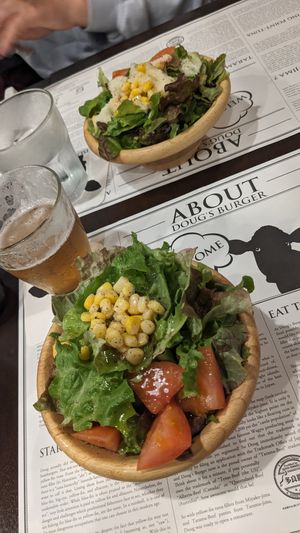Vegan salad, you can season with olive oil or onion at Doug's Burger Ishigaki in Okinawa