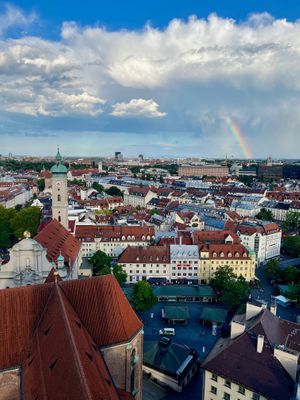 Aerial view of Viktualienmarkt and surroundings at Munich Vegan Tours in Munich