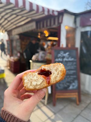 vegan donut filled with rosehip jam  at Munich Vegan Tours in Munich