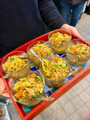 locally grown whole grain green spelt & vegetable stew at Munich Vegan Tours in Munich