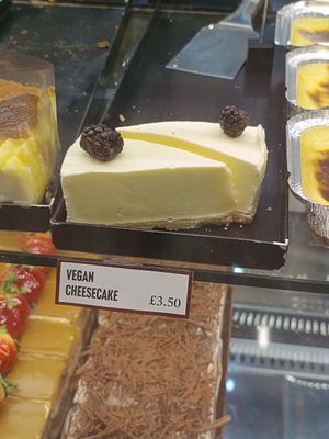 Vegan cheesecake slices at Bravo Patisserie in Brighton