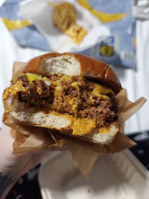 Triple cheeseburger at Cult Burger in East London