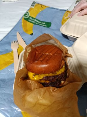 House triple cheeseburger other side at Cult Burger in East London