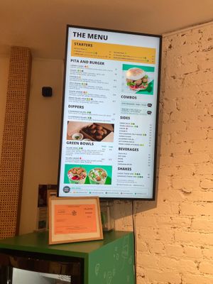 Wall menu at What The Falafel - Macdougal in New York City