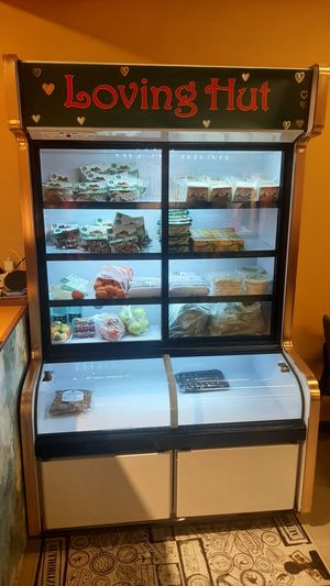 Vegan food products for sale. at Loving Hut - Chinggis Khaan National Museum in Ulaanbaatar