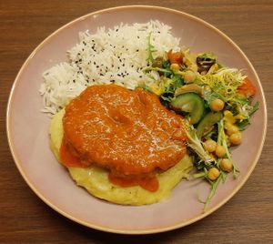 Bean cutlet at Loving Hut - Chinggis Khaan National Museum in Ulaanbaatar