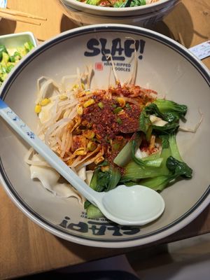 Signature noodles with chili oill  at SLAP Hand Ripped Noodles in Orlando