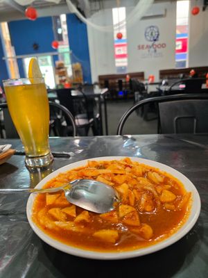 Cumi saus padang at seavood168 vegan vegetarian resto in Jakarta
