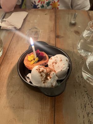 Pastel de nata with coconut ice cream   at Plantuguese in Bristol