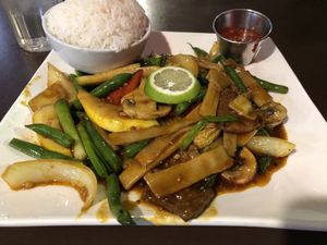 Stir fry at My Thai Vegan Cafe in Boston