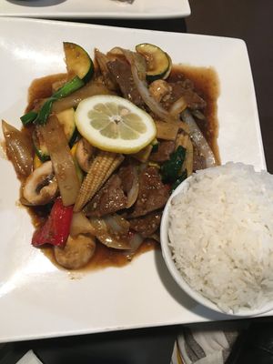Beef lemongrass  at My Thai Vegan Cafe in Boston