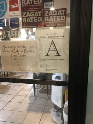 “A” sanitary inspection score - some reviews had complaints  at My Thai Vegan Cafe in Boston