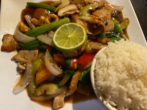 Cashew Nut Chicken at My Thai Vegan Cafe in Boston