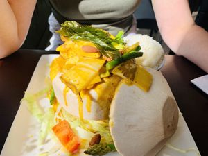 This was tasty! For both the belly and eyes 🥵Coconut curry.   at My Thai Vegan Cafe in Boston