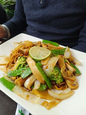 Yellow noodles at My Thai Vegan Cafe in Boston