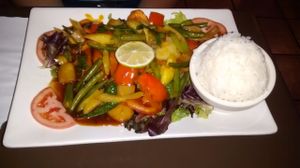 Sweet and sour "chicken" at My Thai Vegan Cafe in Boston