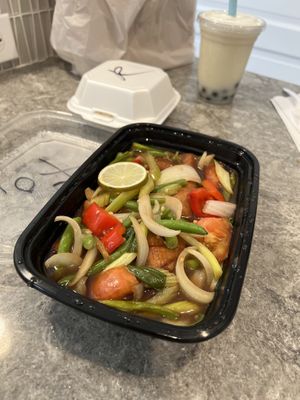 Sweet and Sour Chicken  at My Thai Vegan Cafe in Boston