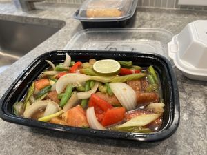 Sweet and Sour Chicken  at My Thai Vegan Cafe in Boston