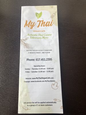Menu is huge  at My Thai Vegan Cafe in Boston