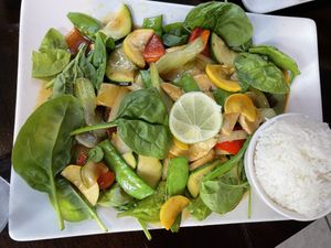 Sea food dish 25$  at My Thai Vegan Cafe in Boston