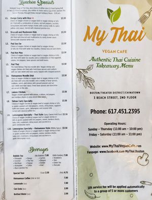  at My Thai Vegan Cafe in Boston