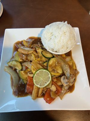 lemongrass chicken at My Thai Vegan Cafe in Boston