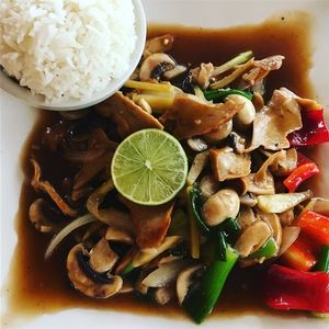 Ginger Chicken at My Thai Vegan Cafe in Boston