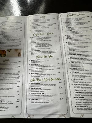 Menu as of 07/04/24  at My Thai Vegan Cafe in Boston