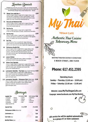  at My Thai Vegan Cafe in Boston