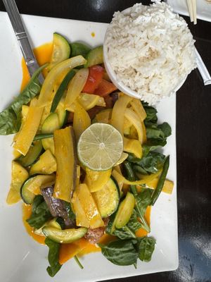 Red curry with mock duck  at My Thai Vegan Cafe in Boston