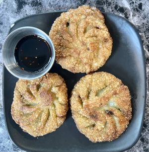 Chinese leek dumplings  at My Thai Vegan Cafe in Boston